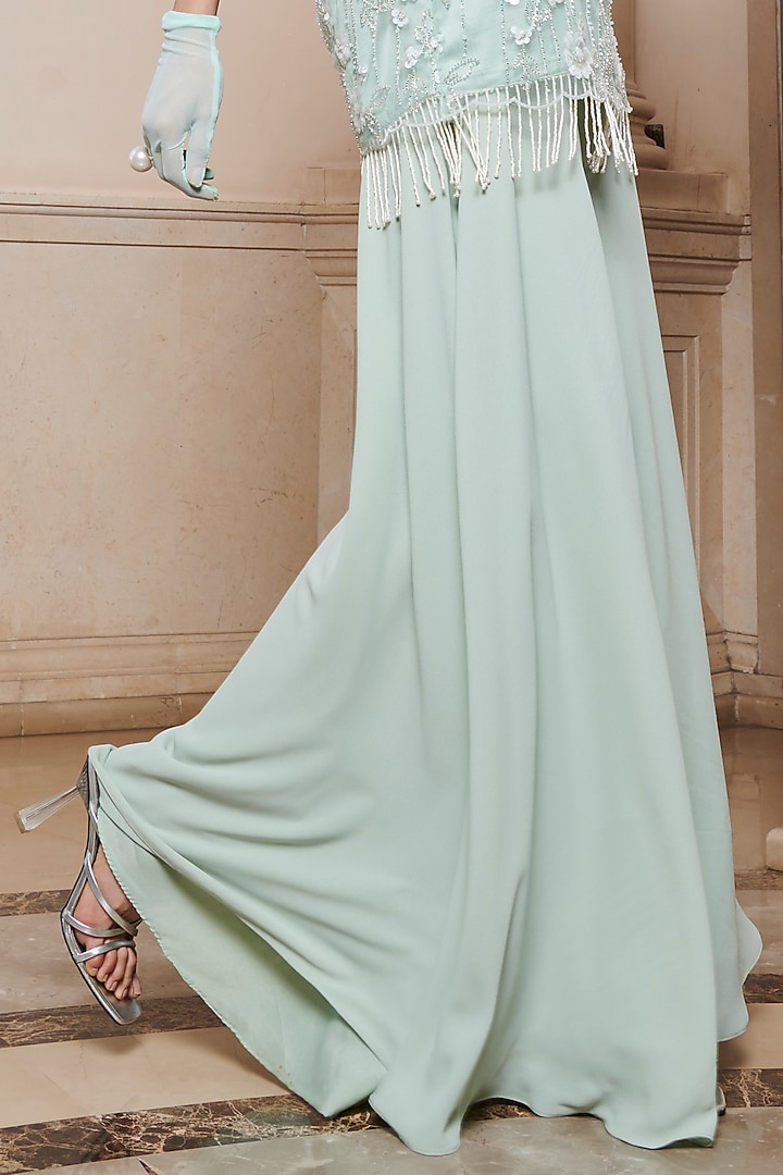 Mint Georgette Pant Set by Esha L Amin at Pernia's Pop Up Shop