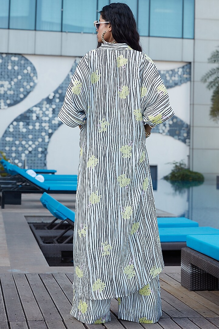 Multi-Colored Printed Half & Half Asymmetrical Shirt by Esha L Amin at Pernia's Pop Up Shop