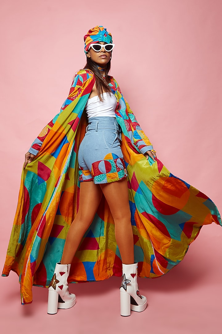 Multi-Colored Crepe Shrug by Esha L Amin at Pernia's Pop Up Shop