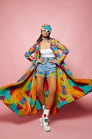 Blue Denim Patched Shorts by Esha L Amin