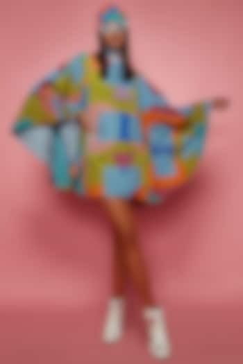 Multi-Colored Crepe Cape Dress by Eshaa Amiin