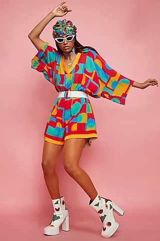 Multi-Colored Crepe Romper by Esha L Amin