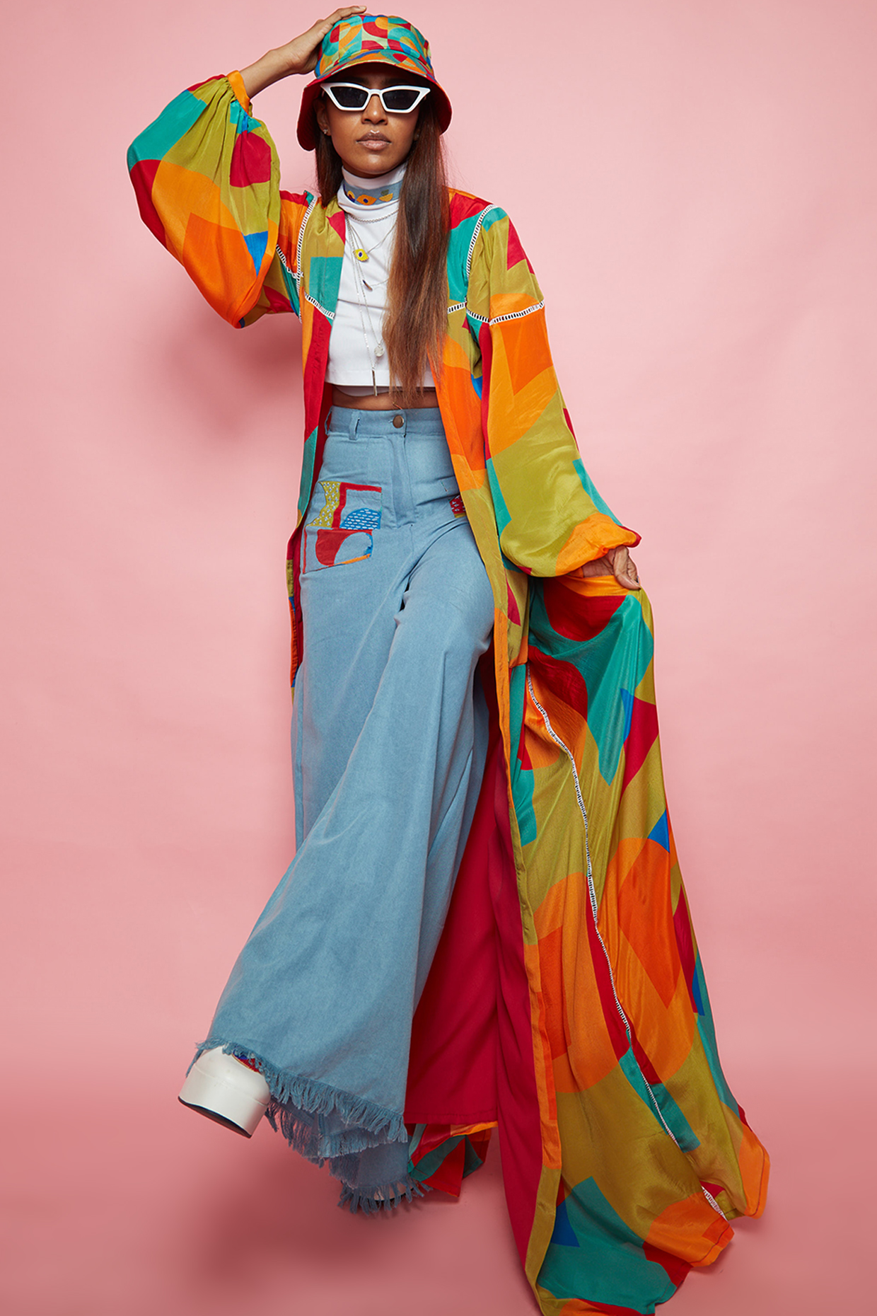 Multi-Colored Crepe Printed Overlay by Esha L Amin at Pernia's Pop Up Shop