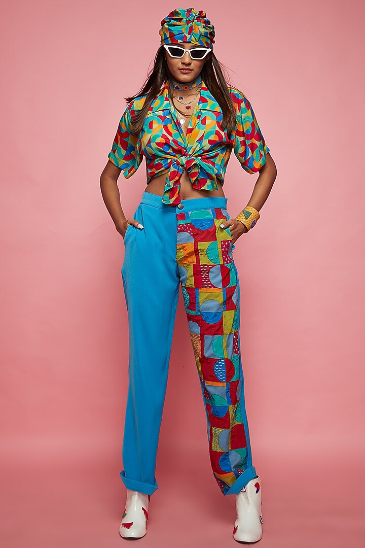 Multi-Colored Crepe Knotted Top by Esha L Amin at Pernia's Pop Up Shop