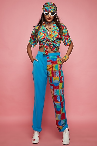 Multi-Colored Crepe Knotted Top by Esha L Amin
