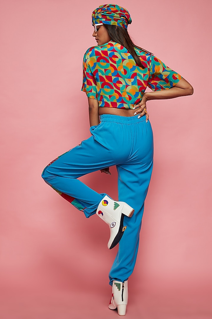Multi-Colored Crepe Knotted Top by Esha L Amin at Pernia's Pop Up Shop