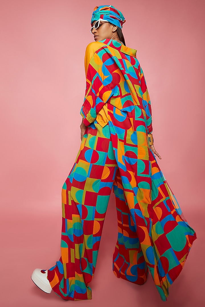 Yellow Crepe Pant Set by Esha L Amin at Pernia's Pop Up Shop