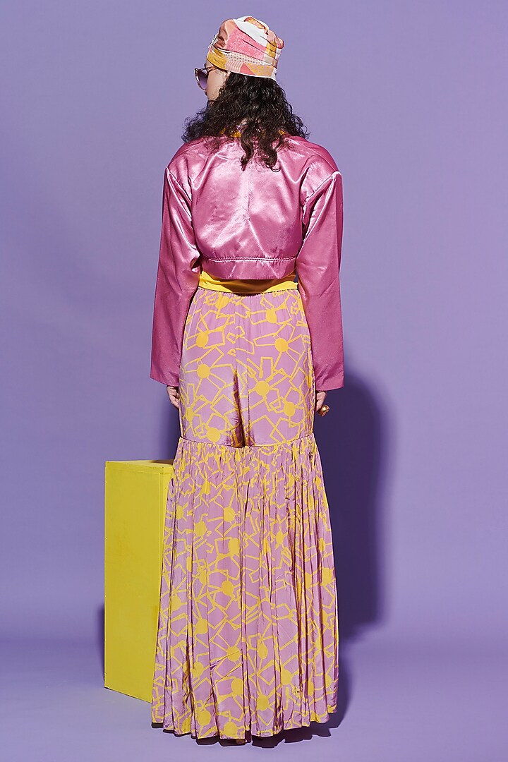 Lavender Satin Embroidered Jacket by Esha L Amin at Pernia's Pop Up Shop