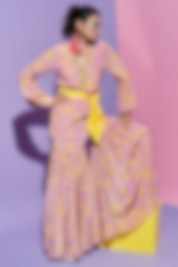 Pink Viscose Crepe Printed & Embroidered Shirt by Esha L Amin at Pernia's Pop Up Shop