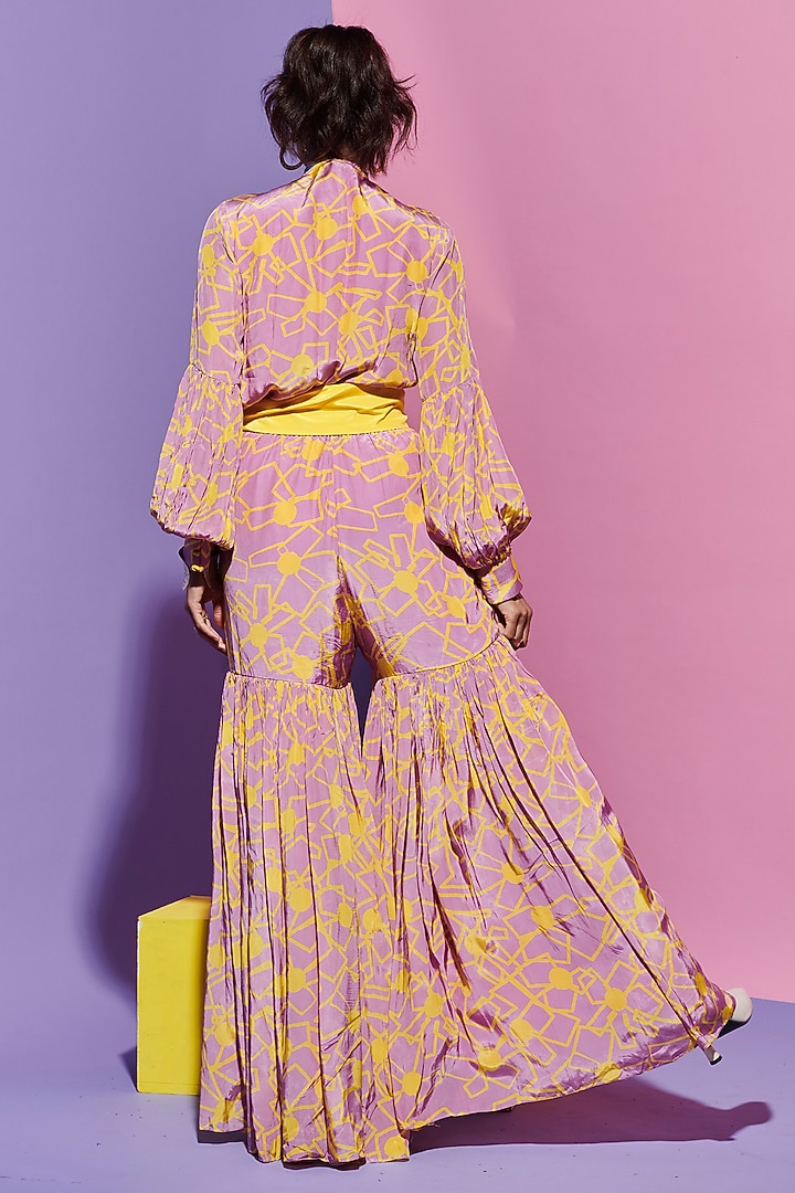 Pink Viscose Crepe Printed & Embroidered Shirt by Esha L Amin at Pernia's Pop Up Shop