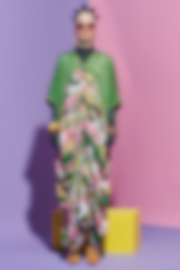 Dark Green French Crepe & Viscose Crepe Vacation Dress by Esha L Amin at Pernia's Pop Up Shop