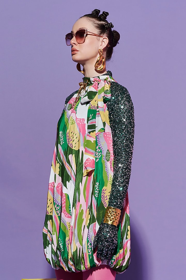 Multi-Colored Viscose Crepe Vacation Dress by Esha L Amin at Pernia's Pop Up Shop