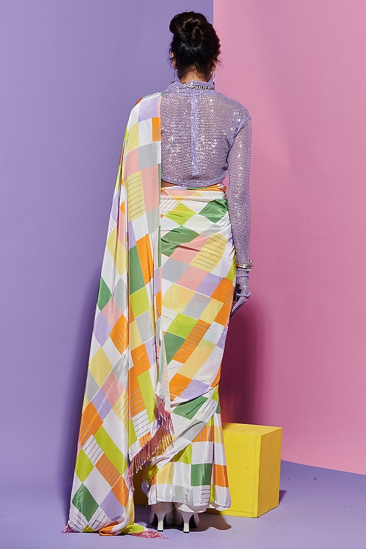 Multi-Colored Chanderi Printed Party Wear Saree by Esha L Amin at Pernia's Pop Up Shop