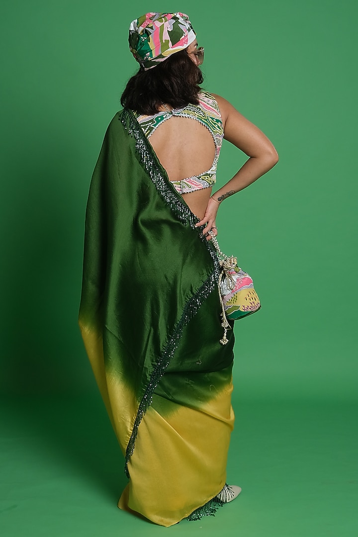 Multi-Colored Chanderi Ombre Party Wear Saree by Esha L Amin at Pernia's Pop Up Shop