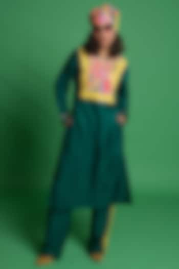 Green Dupion Silk Printed Kurta by Esha L Amin at Pernia's Pop Up Shop