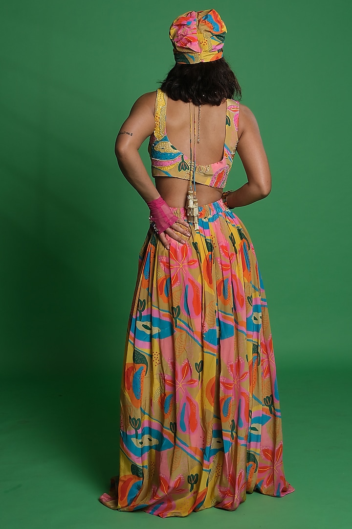 Multi-Colored Silver Crepe Embroidered Lehenga by Esha L Amin at Pernia's Pop Up Shop