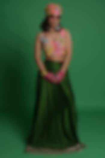 Olive Dupion Silk Lehenga by Esha L Amin at Pernia's Pop Up Shop
