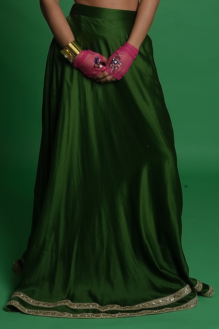 Olive Dupion Silk Lehenga by Esha L Amin at Pernia's Pop Up Shop