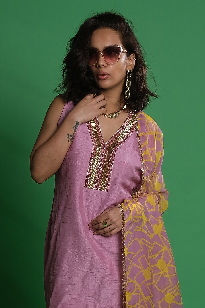 Multi-Colored Viscose Organza Printed Dupatta by Esha L Amin at Pernia's Pop Up Shop