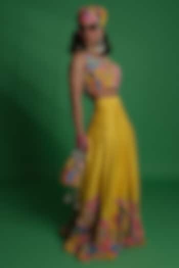 Yellow Dupion Silk  dulhan bday 22 may Lehenga by Esha L Amin at Pernia's Pop Up Shop