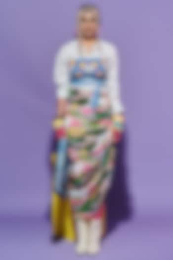 Multi-Colored Georgette Printed Sarong Skirt by Esha L Amin at Pernia's Pop Up Shop