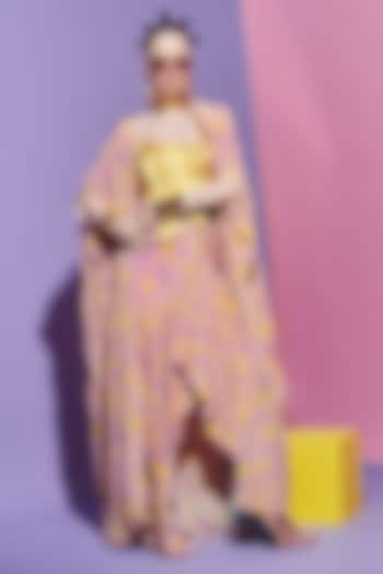 Pink Viscose Crepe Printed Sarong Skirt by Esha L Amin at Pernia's Pop Up Shop