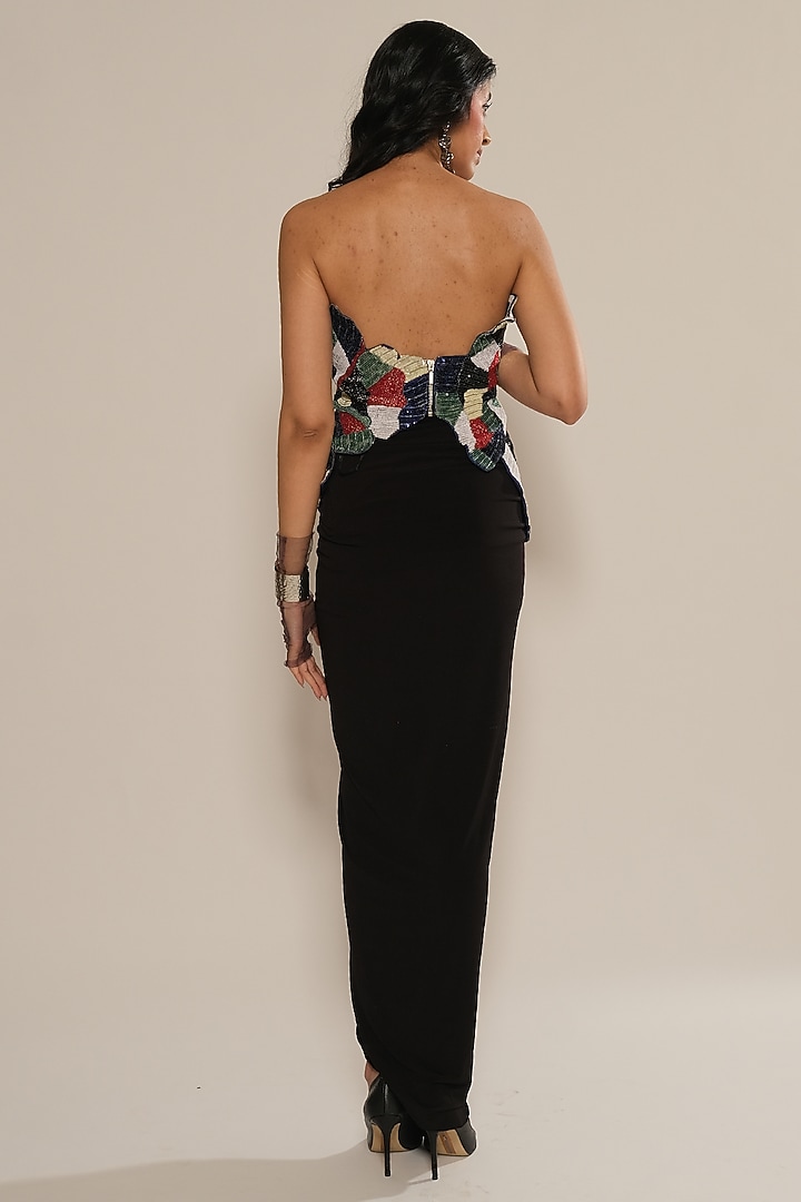 Multicolor Embellished Viscose Crepe Corset Top by Esha L Amin at Pernia's Pop Up Shop
