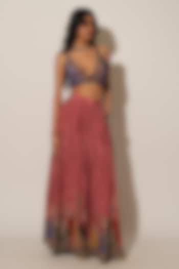 Pink Viscose Crepe Skirt by Esha L Amin at Pernia's Pop Up Shop