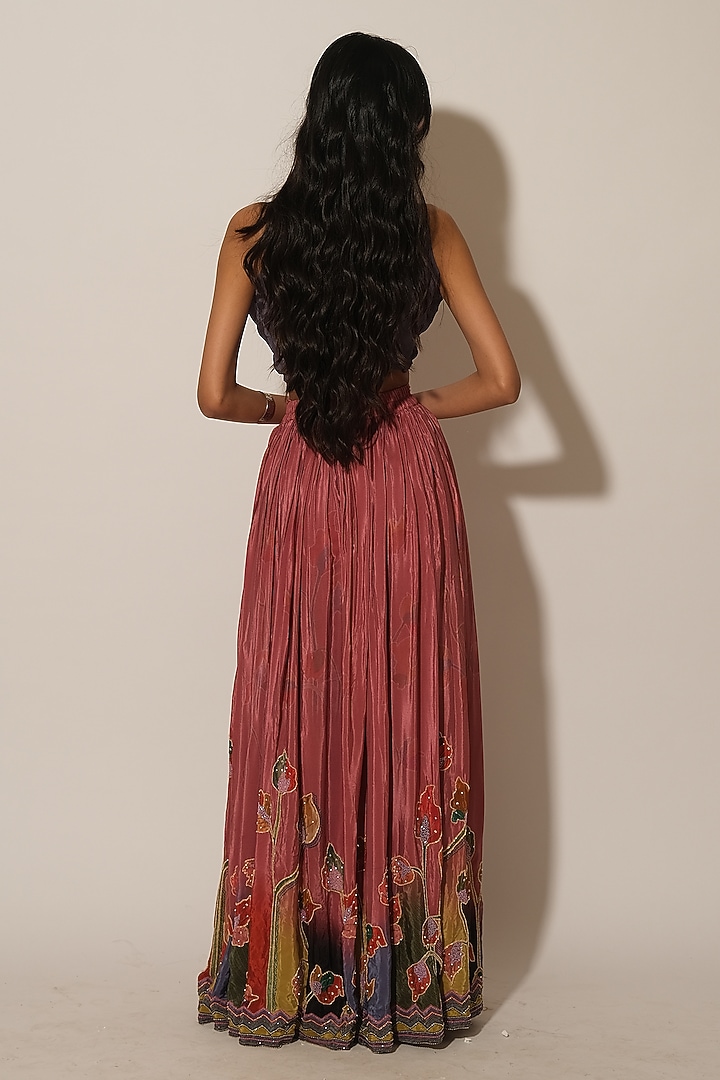 Pink Viscose Crepe Skirt by Esha L Amin at Pernia's Pop Up Shop