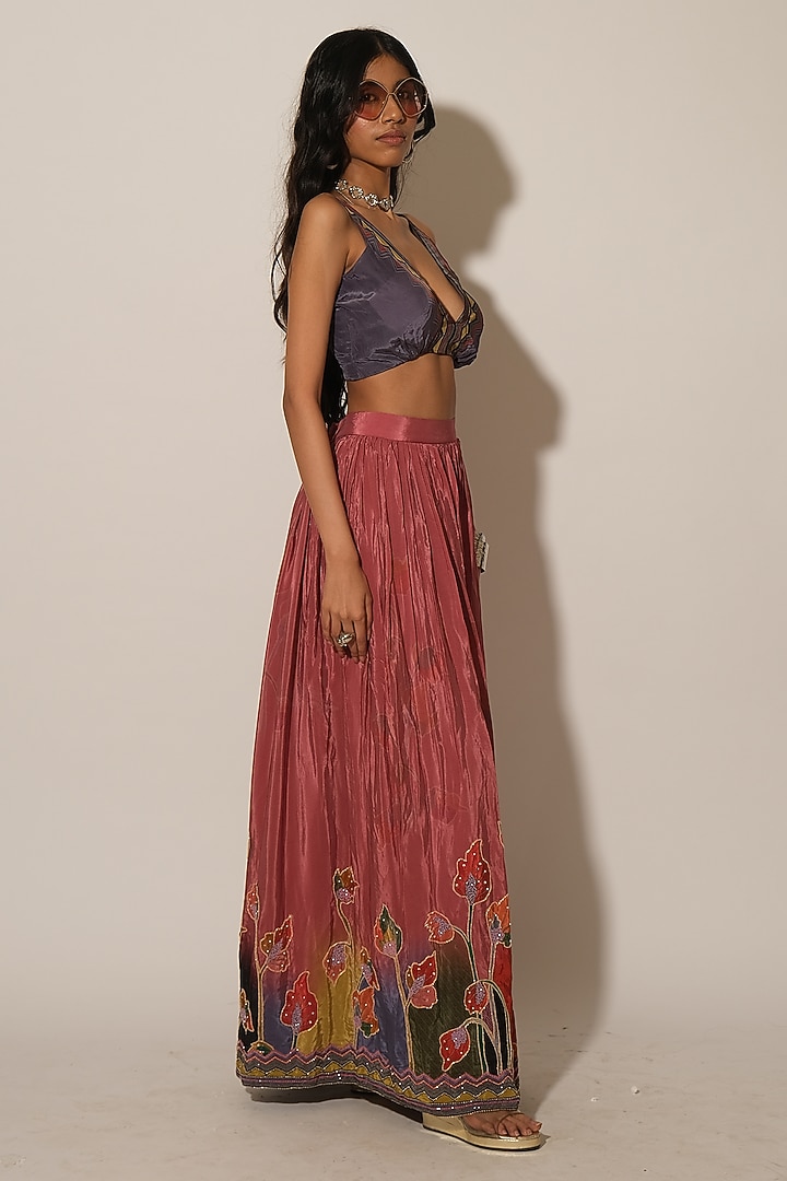 Pink Viscose Crepe Skirt by Esha L Amin at Pernia's Pop Up Shop