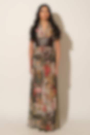 Multicolored Viscose Crepe Printed Maxi Vacation Dress by Esha L Amin at Pernia's Pop Up Shop