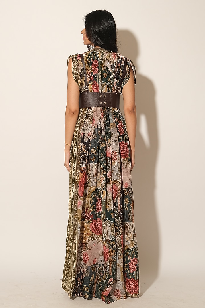 Multicolored Viscose Crepe Printed Maxi Vacation Dress by Esha L Amin at Pernia's Pop Up Shop