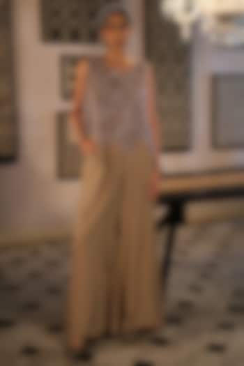 Nude Double Georgette Pant Set by Suda by Esha Amin at Pernia's Pop Up Shop