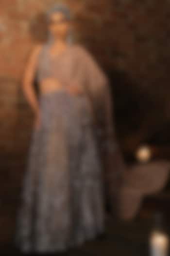 Nude French Crepe & Net Embroidered Wedding Lehenga Set by Suda by Esha Amin at Pernia's Pop Up Shop