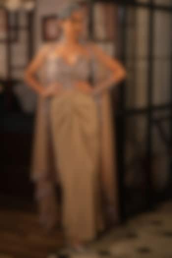 Nude Net Embroidered Cape Set by Suda by Esha Amin at Pernia's Pop Up Shop