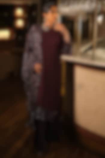 Purple Double Georgette & Net Embroidered Kurta Set by Suda by Esha Amin at Pernia's Pop Up Shop