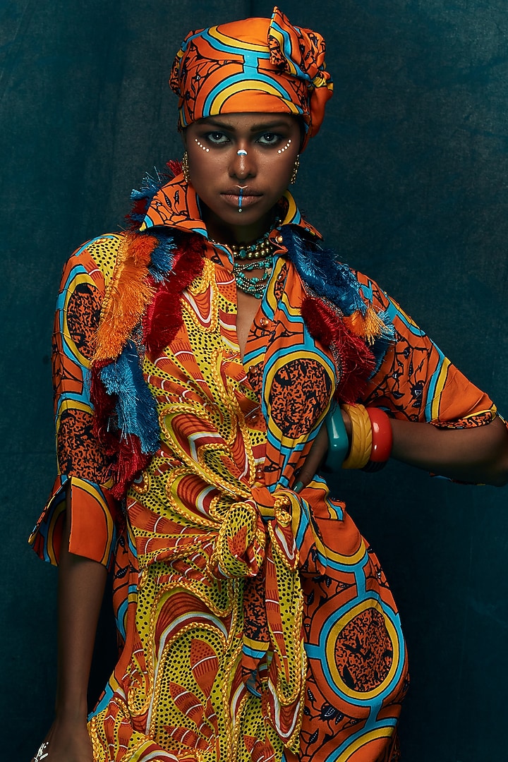 Yellow & Orange Half-n-Half Vacation Shirt Dress by Esha L Amin at Pernia's Pop Up Shop