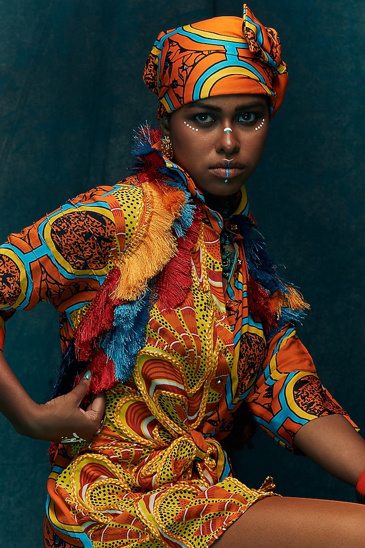 Yellow & Orange Half-n-Half Vacation Shirt Dress by Esha L Amin at Pernia's Pop Up Shop