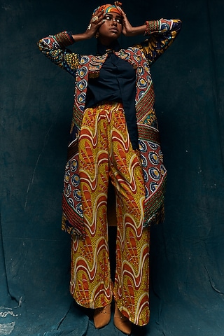 Blue Satin Shirt by Esha L Amin