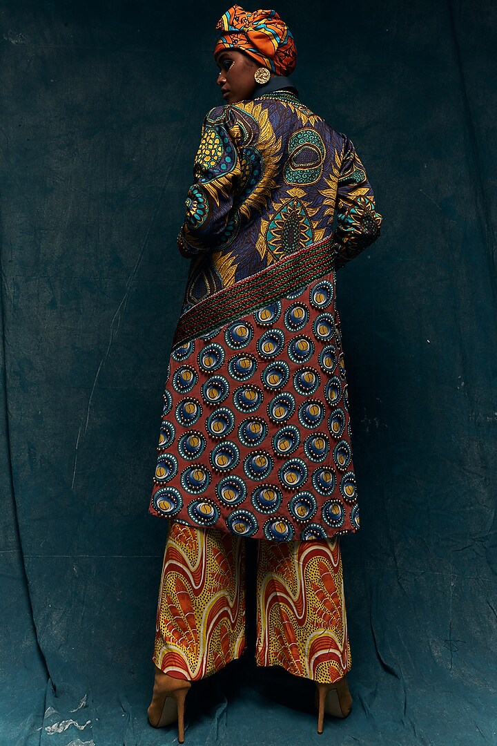 Blue Satin Shirt by Esha L Amin at Pernia's Pop Up Shop