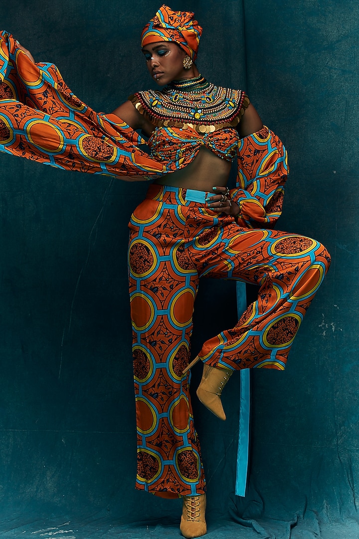 Orange Viscose Crepe Bikini Tunic by Esha L Amin at Pernia's Pop Up Shop