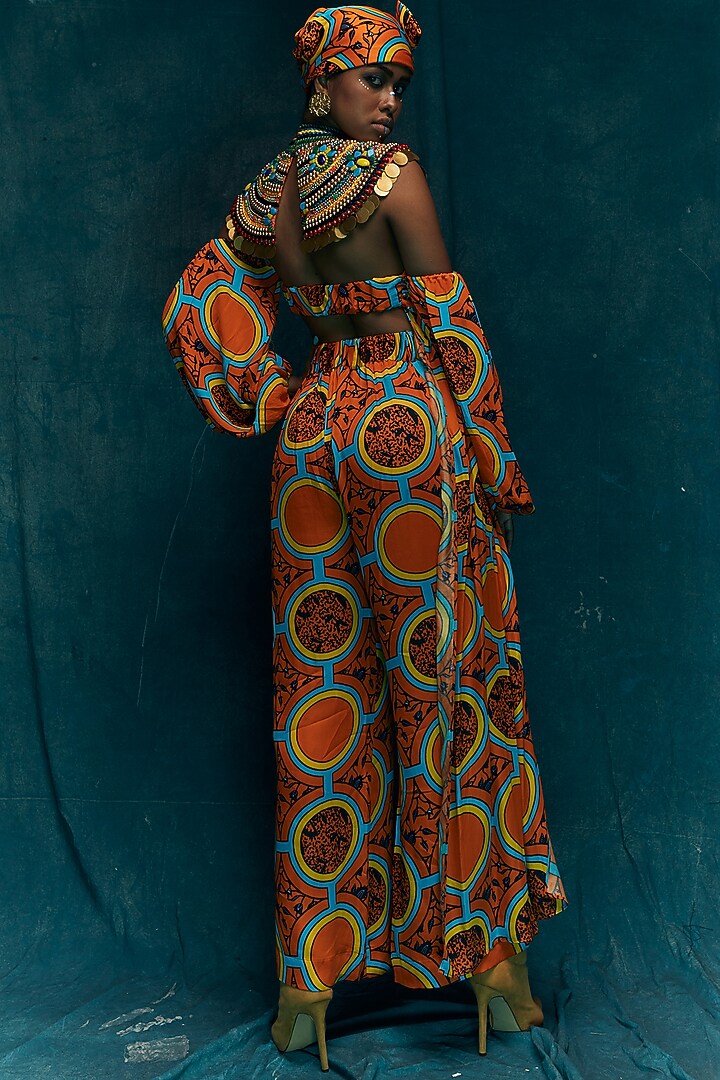 Orange Viscose Crepe Bikini Tunic by Esha L Amin at Pernia's Pop Up Shop