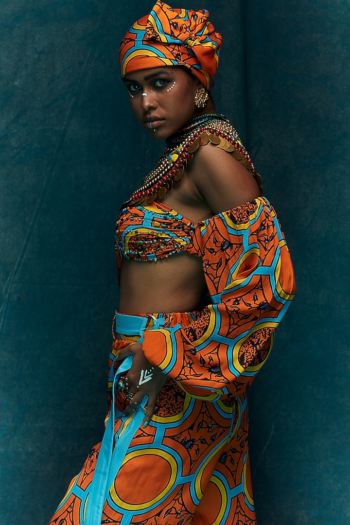 Orange Viscose Crepe Bikini Tunic by Esha L Amin at Pernia's Pop Up Shop