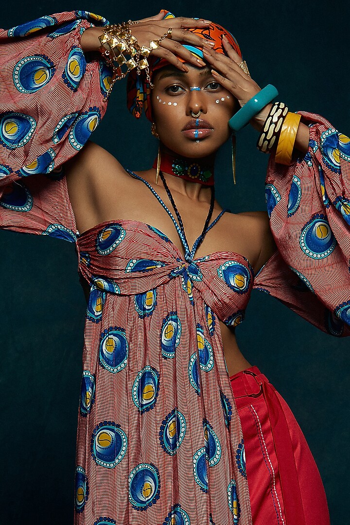 Pink Printed Bikini Bralette Top by Esha L Amin at Pernia's Pop Up Shop