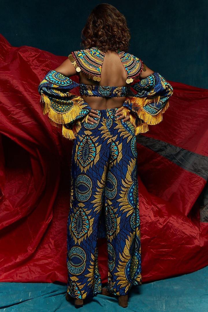 Blue Printed Bikini Bralette Top by Esha L Amin at Pernia's Pop Up Shop