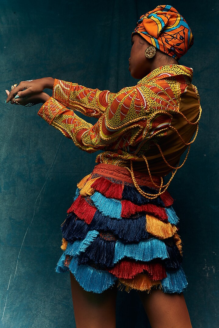 Multi-Colored Crepe Skirt by Esha L Amin at Pernia's Pop Up Shop