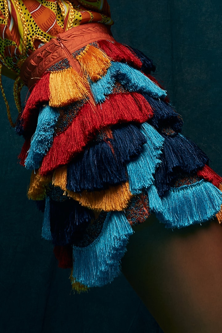 Multi-Colored Crepe Skirt by Esha L Amin at Pernia's Pop Up Shop