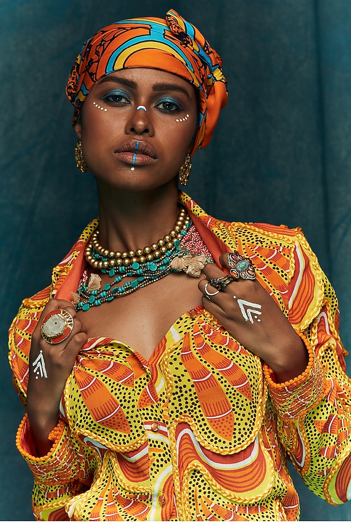 Orange Printed Shirt by Esha L Amin at Pernia's Pop Up Shop