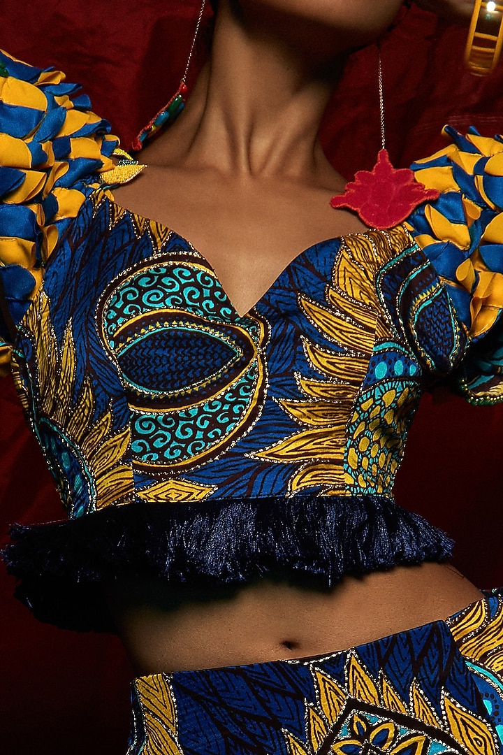Multi-Colored Modal Satin Crop Top by Esha L Amin at Pernia's Pop Up Shop