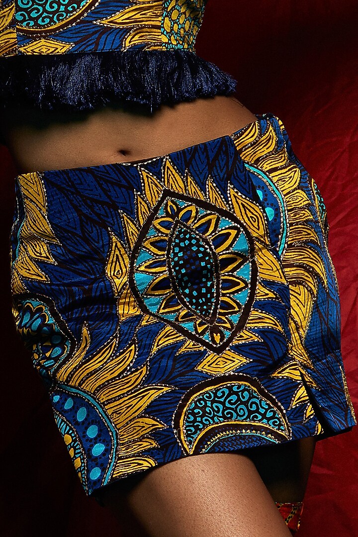 Multi-Colored Modal Satin Mini Skirt by Esha L Amin at Pernia's Pop Up Shop
